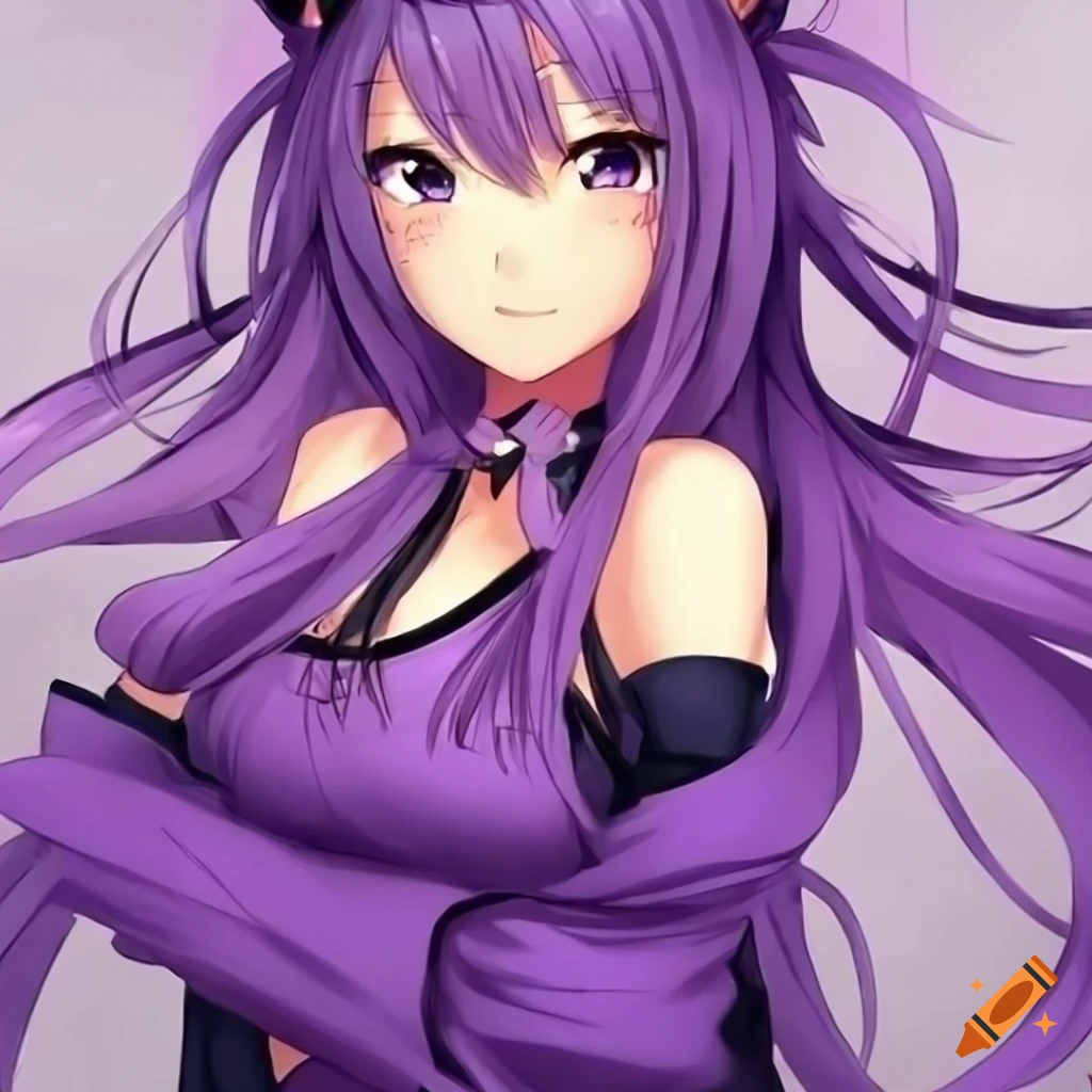 purple haired anime girl