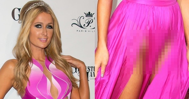 Paris Hilton Has A Wardrobe Malfunction pee pee