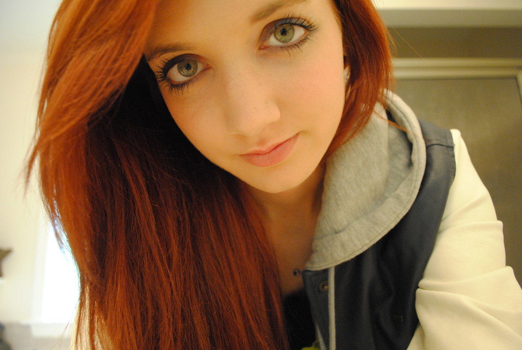 redhead woman with green eyes
