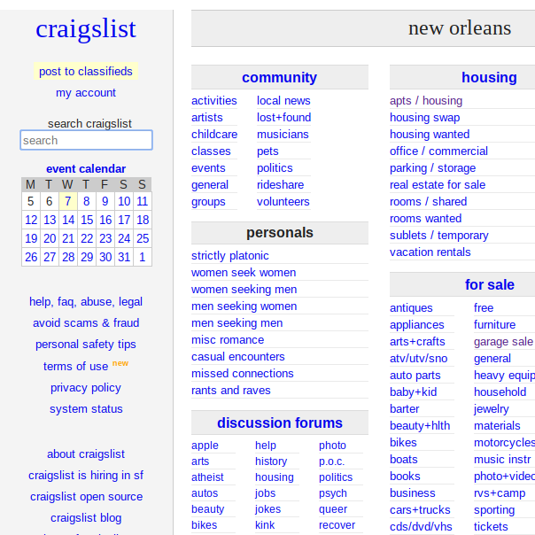 Craigs List New Orleans polla grande