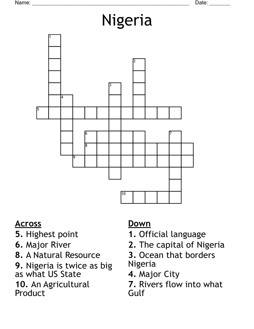 courtney james recommends Nigeria Neighbor Crossword Clue