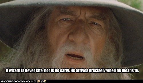 a wizard is never late gif