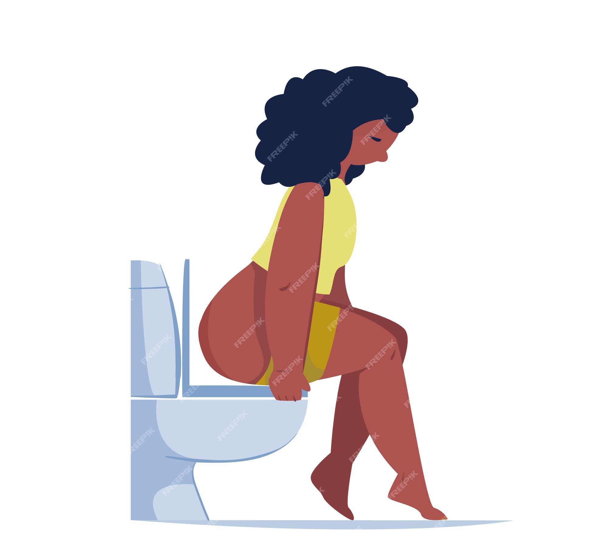women shitting on toilet