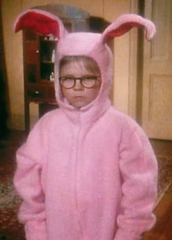 christmas story bunny suit gif