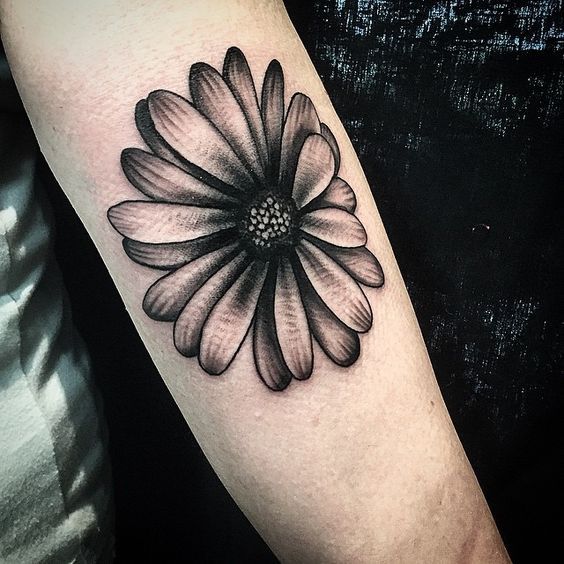 daisy tattoo black and white
