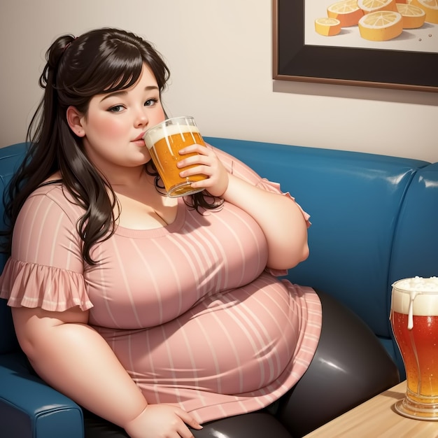 Fat Girl Drinking Beer squirt hard
