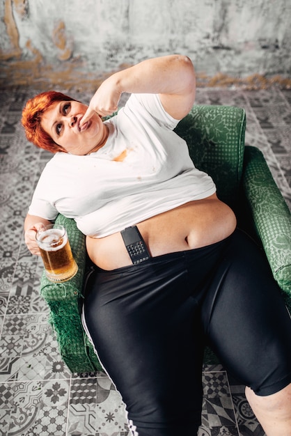 fat girl drinking beer