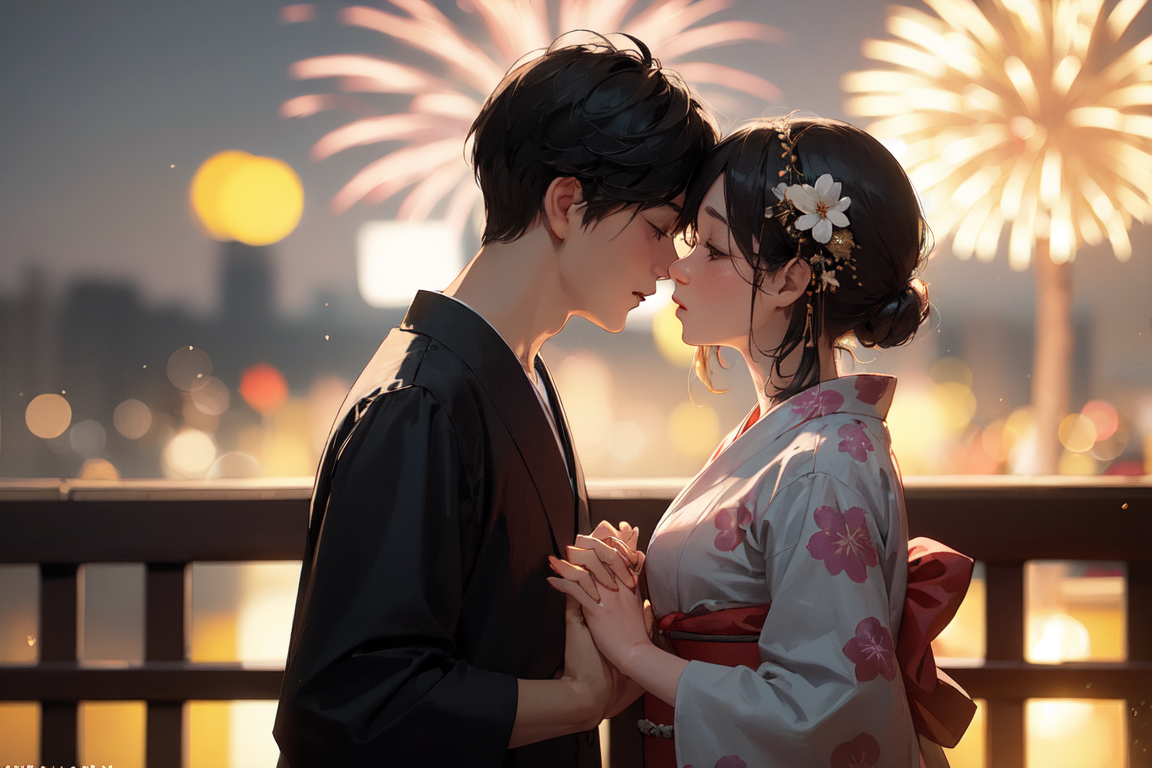 japanese couple passionate love