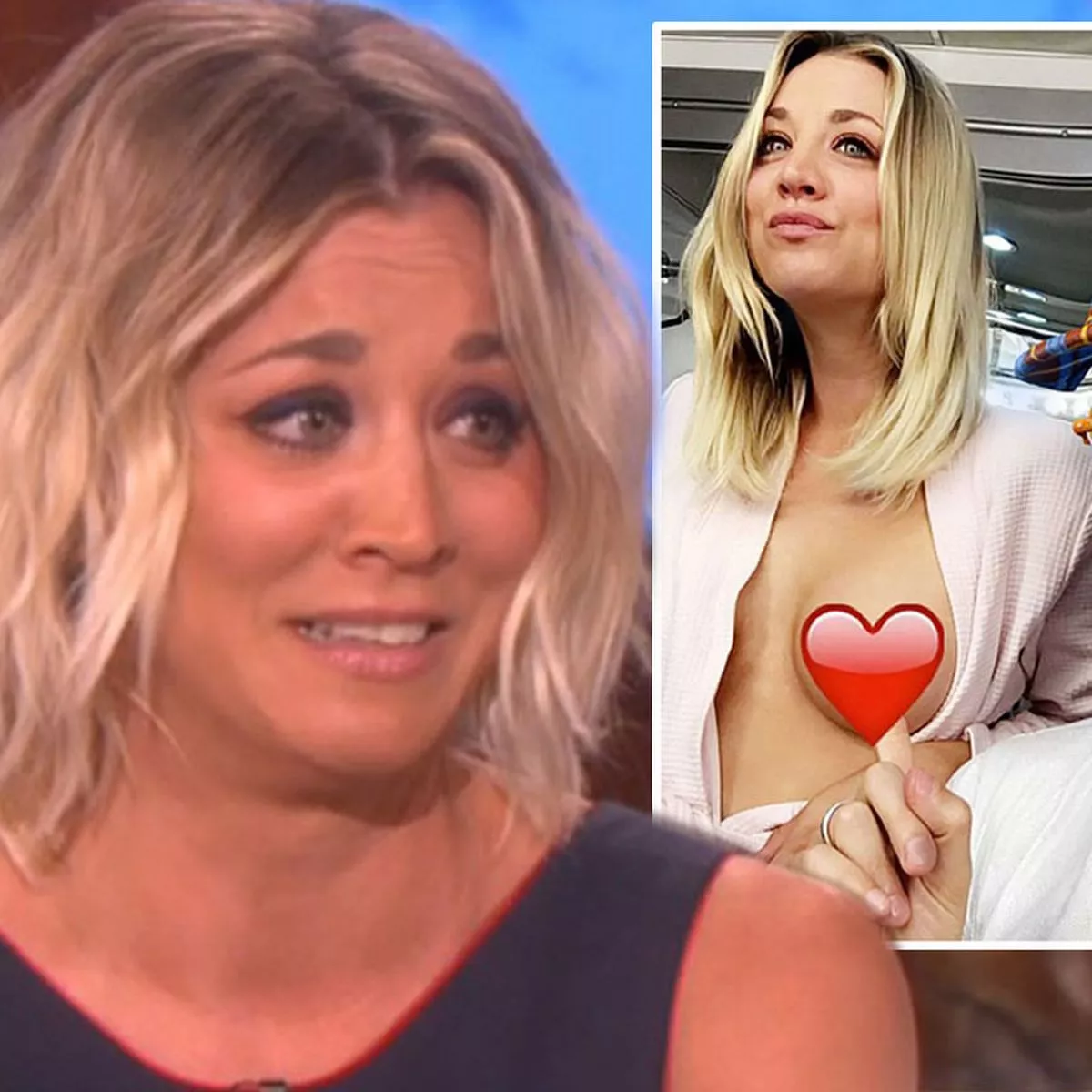 kaley cuoco shows her breast