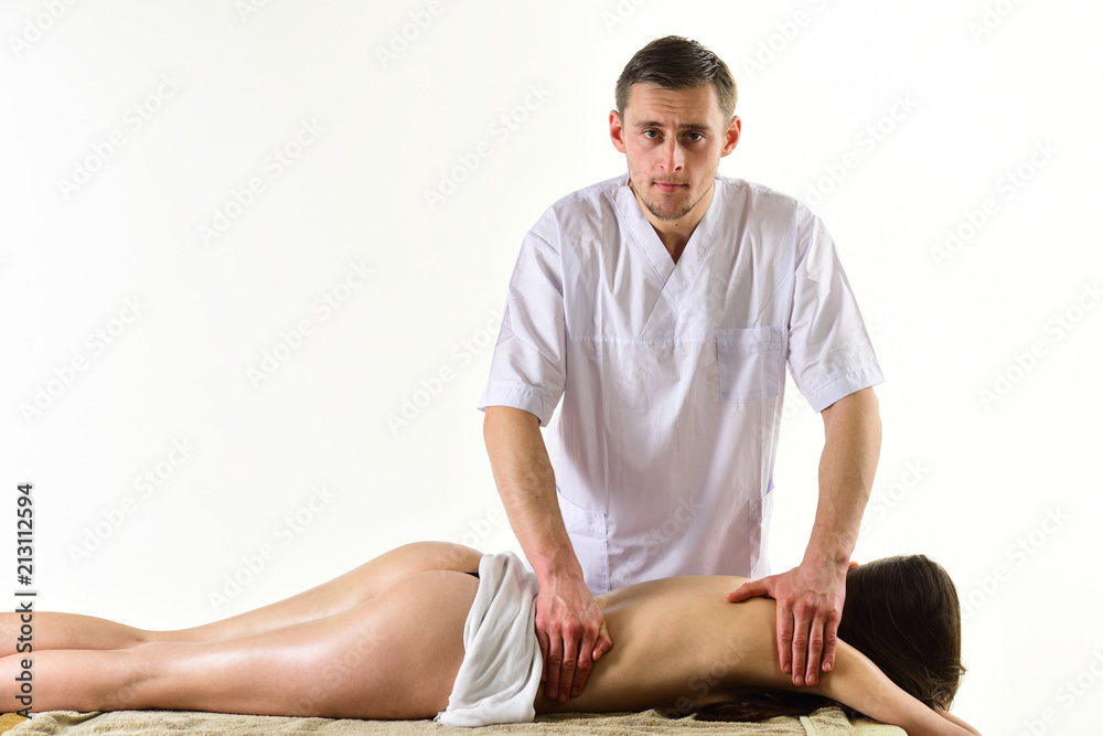 Man Massaging Naked Woman beech nude