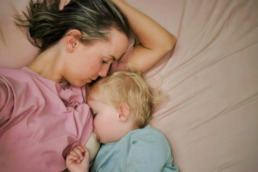 mother son sleeping together