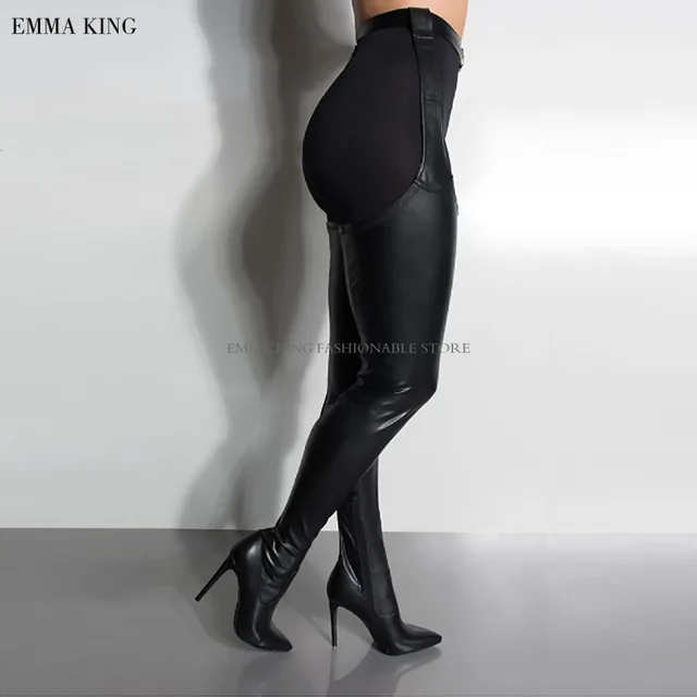 thigh high boots with belt attached