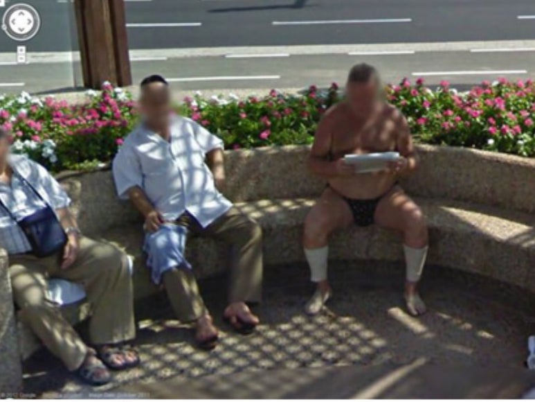 woman flashes breast on google maps